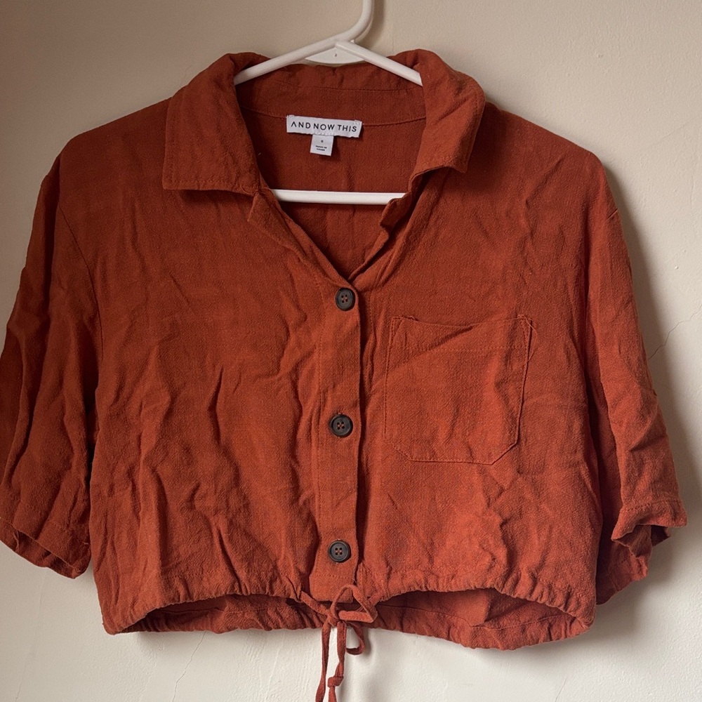 Women's Rust Button-Up crop Top